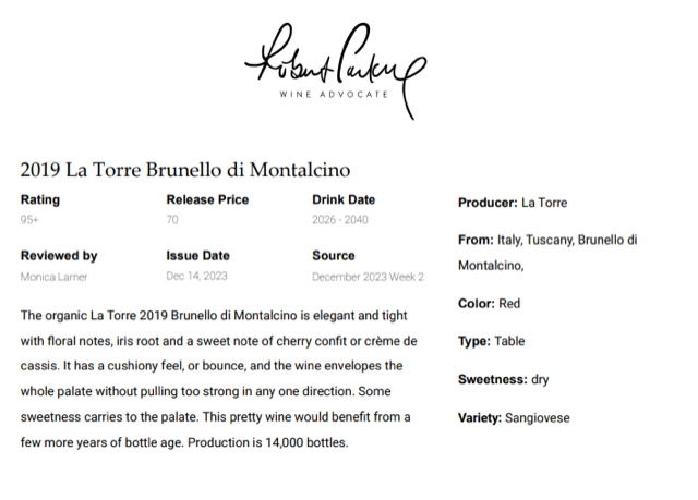 2023-12-14 - Review - Brunello di Montalcino 2019 - Monica Larner